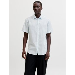 Jack & Jones Camasa de vara barbati, din amestec de in, Regular fit, Albastru deschis (SELECTATI MARIMEA: S)