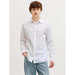 Jack & Jones Camasa barbati, Regular fit, din amestec de in, Alb (SELECTATI MARIMEA: XL)