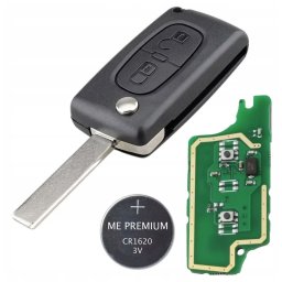 Resigilat Cheie auto completa Techstar cu 2 butoane, lama 407, cip ID46 si frecventa 433MHz – compatibila Peugeot 2006–2011, Citroen