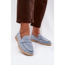 Mocasini damă din piele întoarsă ecologică albaștri Renelia