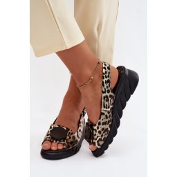 Sandale cu platformă din piele de leopard Artiker