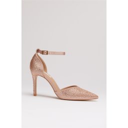 Pantofi eleganti roz pal cu aplicatii stralucitoare