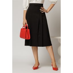 Fusta DY Fashion neagra midi cu pliuri