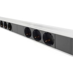 Digitus power strip with aluminum profile, 18-fold, 42U (black/aluminum, 2 meter cable, circuit breaker 16A type C)