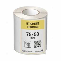 Role etichete termice autoadezive 75x50 mm, adeziv deepfreeze, 900 etichete rola