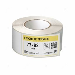 Role etichete termice autoadezive 77x92 mm, 500 etichete rola