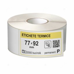 Role etichete termice autoadezive 77x92 mm, 2000 etichete rola