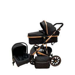 Carucior T4, 3 in 1, cu suspensii, transformabil landou-sport, Negru