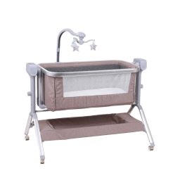 Patut co-sleeper reglabil cu functie de leagan electric, saltea inclusa, cu telecomanda si carusel muzical, A6 crem