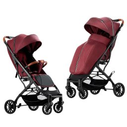 Carucior sport cu husa pentru picioare, pliere rapida tip troller, S1 Rosu