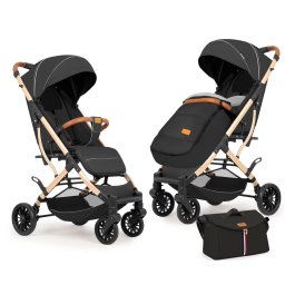 Carucior sport cu geanta si husa pentru picioare, pliere rapida tip troller, S2 Negru