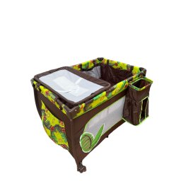 Patut cu masa de infasat, cu doua nivele, saltea si sac colector, P02 maro cu verde