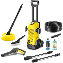 Aparat de curatat cu presiune K 3 Car & Home, 1600 W, 120 bar presiune maxima, 380 l/h debit maxim, Pistol de presiune ridicata G120 Q, Home Kit accesoriu pentru curatarea suprafetelor mari T 1, Furtun de presiune 6 m, Detergent Patio & Deck 0.5 L