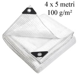 Prelata ranforsata transparenta, 4x5 m 100g/mp, impermeabila, protectie uv+ si inghet