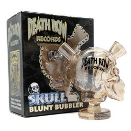 Death Row Records Pipa sticla blunt Bubbler cu apa Skull gold (USA)