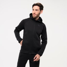 Bluză de trening cu glugă și fermoar active PUMA Negru Bărbați
