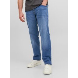 Jack & Jones Plus Blugi Mike, barbati big sizes, cu talie inalta si croiala Conica, Albastru (SELECTATI MARIMEA: 54, SELECTATI LUNGIMEA: 32)