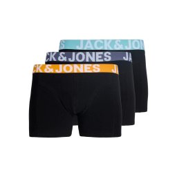 Jack & Jones Underwear barbati, Set 3 perechi de boxeri, banda cu logo, Negru (SELECTATI MARIMEA: M)