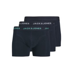 Jack & Jones Underwear barbati, Set 3 perechi de boxeri, cu imprimeu text, Bleumarin inchis (SELECTATI MARIMEA: M)