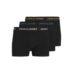 Jack & Jones Underwear barbati, Set 3 perechi de boxeri, cu imprimeu text, Negru (SELECTATI MARIMEA: M)