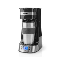 Butler - Cafetieră pentru o cană, 0,4 l, cu temporizator și cană de călătorie, 750W/230V, inox/negru