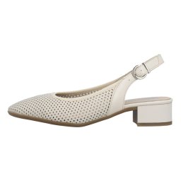 Pantofi dama, Rieker, 43458-60-Bej, elegant, piele naturala, perforati, cu toc, bej (Marime: 36)