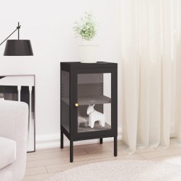 Servanta, negru, 38x35x70 cm, otel si sticla GartenMobel Dekor