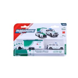 Set Majorette Politia Dubai cu remorca, Mercedes-AMG G63 si Nissan GT-R