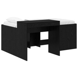 Cadru de Pat Inalt pentru Copii cu Birou Negru Lemn prelucrat GartenMobel Dekor