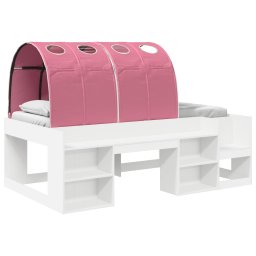 Cadru de pat cu tunel cu raft 3 pcs Alb si roz Lemn compozit GartenMobel Dekor