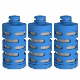Cartuș de filtrare de rezervă pentru sticla de apă Philips AWP287/58 GoZero Fitness, 3 buc., elimină 99% din clor, albastru