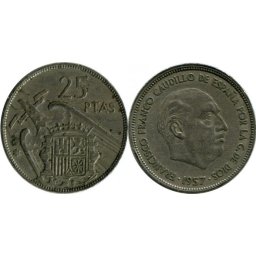 Spania 1957 - 25 pesetas, circulata