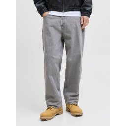 Jack & Jones Blugi barbati ALEX, cu talie inalta si croiala Baggy fit, Gri (SELECTATI MARIMEA: 34, SELECTATI LUNGIMEA: 34)