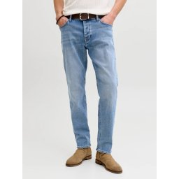 Jack & Jones Blugi barbati, Mike, cu talie medie si croiala Conica, Albastru (SELECTATI MARIMEA: 31, SELECTATI LUNGIMEA: 34)