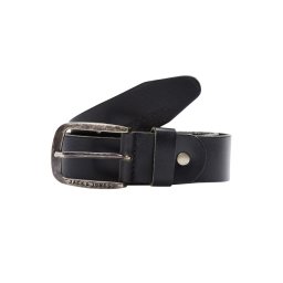 Jack & Jones Curea barbati din piele de bivol, catarama clasica cu stift, Negru (SELECTATI MARIMEA: 105 cm)