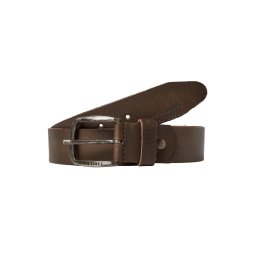 Jack & Jones Curea barbati din piele de bivol, catarama clasica cu stift, Maro (SELECTATI MARIMEA: 90 cm)