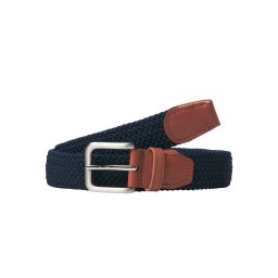 Jack & Jones Curea impletita, barbati, catarama cu stift, Bleumarin inchis (SELECTATI MARIMEA: 105 cm)