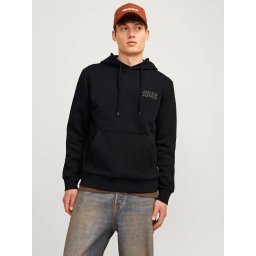 Jack & Jones Hanorac barbati fara fermoar, cu logo, Negru (SELECTATI MARIMEA: S)