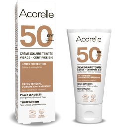 Crema nuantatoare fata BIO medium, SPF50, filtru mineral 100% natural Acorelle
