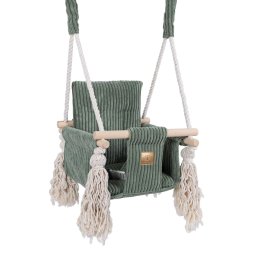 Leagan patrat pentru copii meowbaby square swing aesthetic olive green, confort, siguranta si design modern