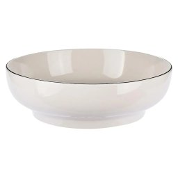 Bol ceramic universal 23x7.1 cm, rezistent la cuptor cu microunde si masina de spalat vase, forma rotunda, bej - Verificat A · Re-Bloom