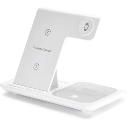 ReadeREST statie de incarcare wireless 3 in 1, telefon, casti si smartwatch, compatibil iPhone, Android, AirPods, Apple Watch, Samsung, Huawei, Xiaomi, alb - Verificat A · Re-Bloom