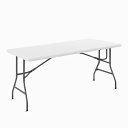 Kiwari EVENT masa pliabila 150x70 cm evenimente catering, blat HDPE, picioare metalice, alb - Verificat A · Re-Bloom