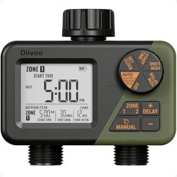 Programator automat pentru irigare Diivoo DI-WT21M-EUGN, 2 zone, IPX5, functie Rain Delay