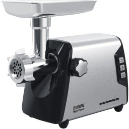 Masina de tocat HEINNER HMG-Y2000SS, 3 kg, 2000 W, 3 site de taiere, 2 viteze, Negru/Argintiu