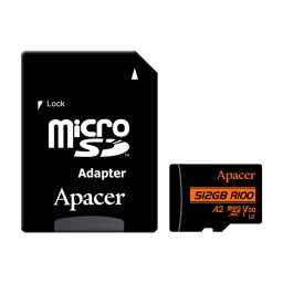 card microsdxc uhs-i u3 v30 a2 apacer 512gb r100 cu adaptor sd