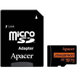 card microsdxc uhs-i u3 v30 a2 apacer 256gb r100 cu adaptor sd