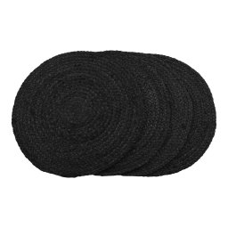 Saltea de masă Bombay, iută împletită, gri închis, rotundă 38 cm 4 bucăți