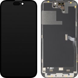 Display cu Touchscreen MP compatibil cu Apple iPhone 14 Pro, cu Rama, Versiune Premium Soft OLED FHD 120Hz, Negru