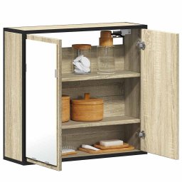 Dulap baie cu oglinda stejar sonoma 65x20x60 cm lemn compozit GartenMobel Dekor
